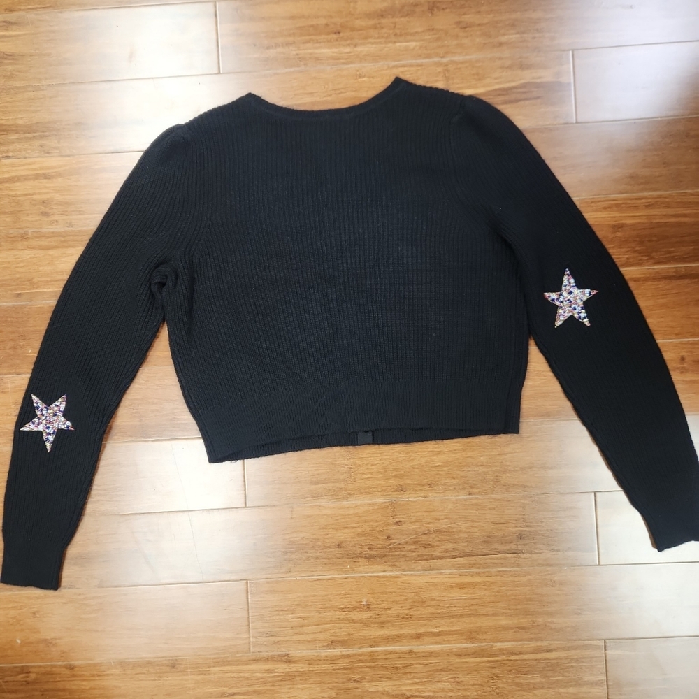 Boden Black Star-Embellished Ribbed Cardigan Women's Size Medium New - Picture 6 of 7
